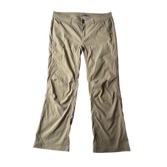 Prana Halle II Pants Mid Rise Hem Roll Up UPF 50+ Outdoor Hiking Beige Size 16 - Picture 3 of 7